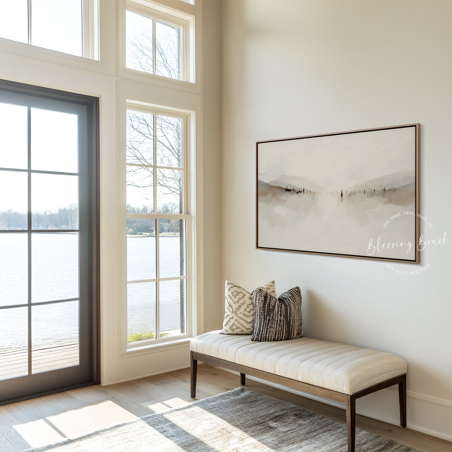 Jesus Teaching Sermon on the Mount – Abstract Minimalist Christian Wall Art