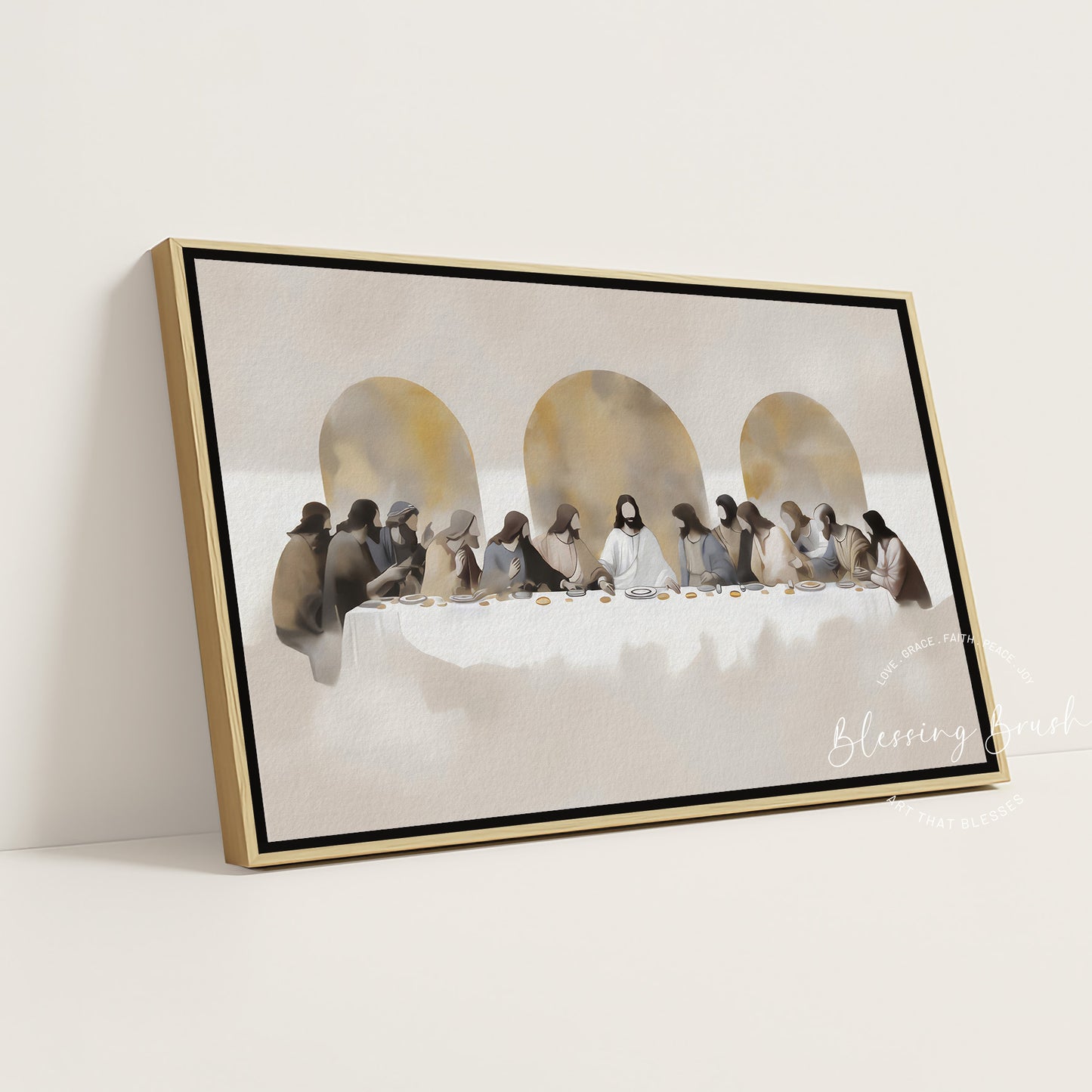 The Last Supper Framed Canvas – Modern Christian Wall Art