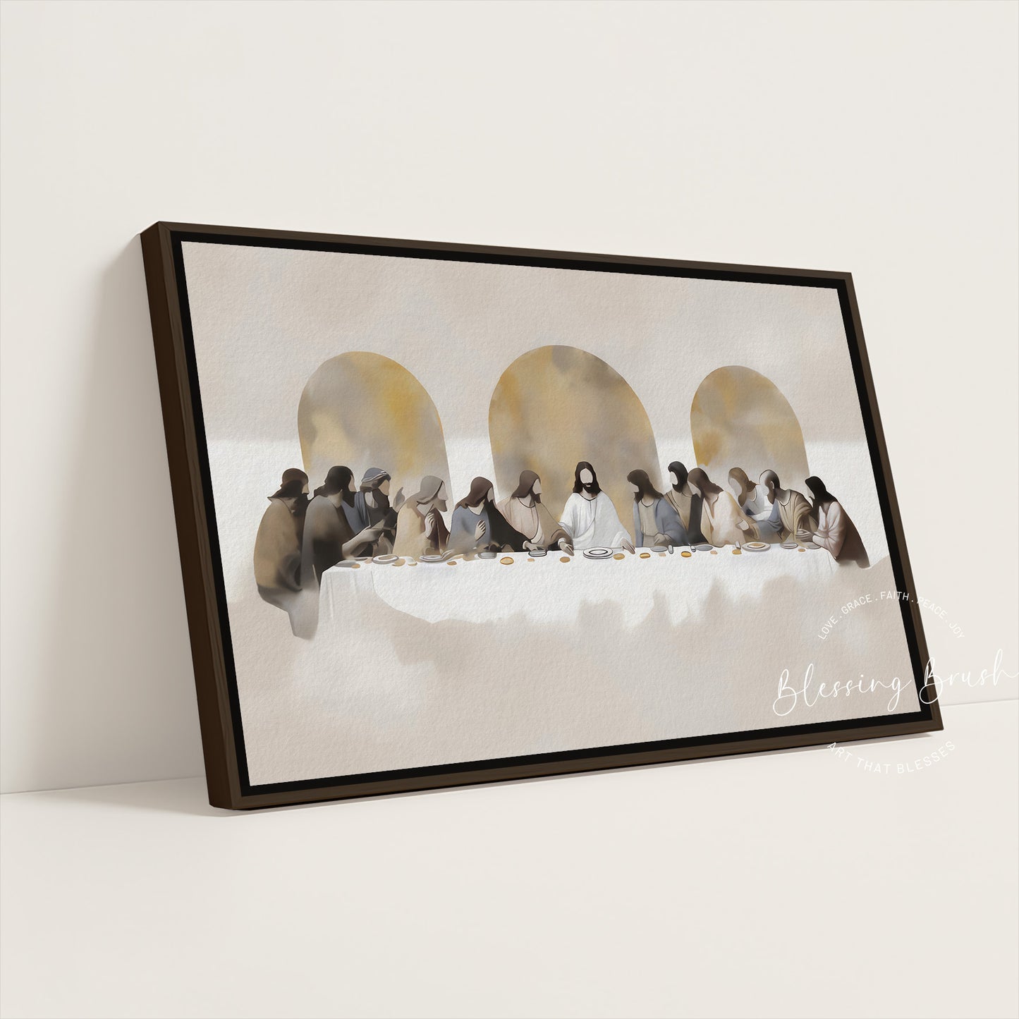 The Last Supper Framed Canvas – Modern Christian Wall Art
