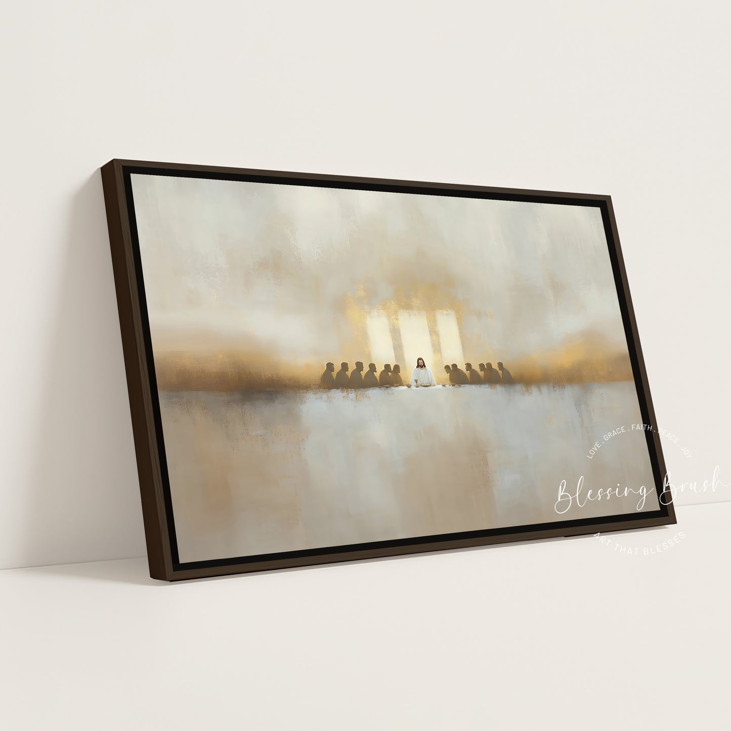 The Last Supper Minimalist Christian Wall Art – Framed Canvas