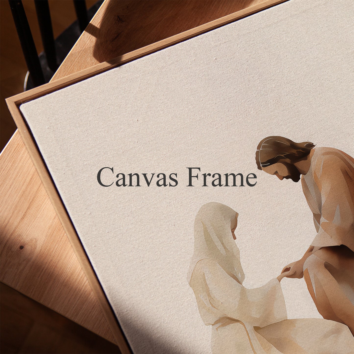 Jesus Heals the Woman - Framed Christian Canvas Wall Art, Bible Compassion Scene, Faith-Based Home Decor