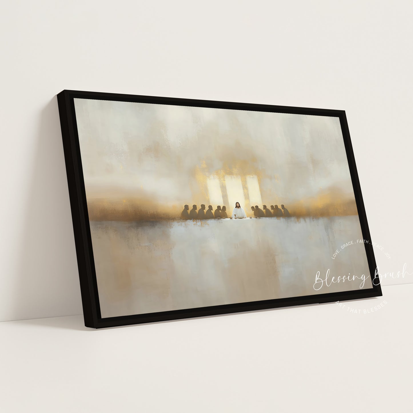 The Last Supper Minimalist Christian Wall Art – Framed Canvas