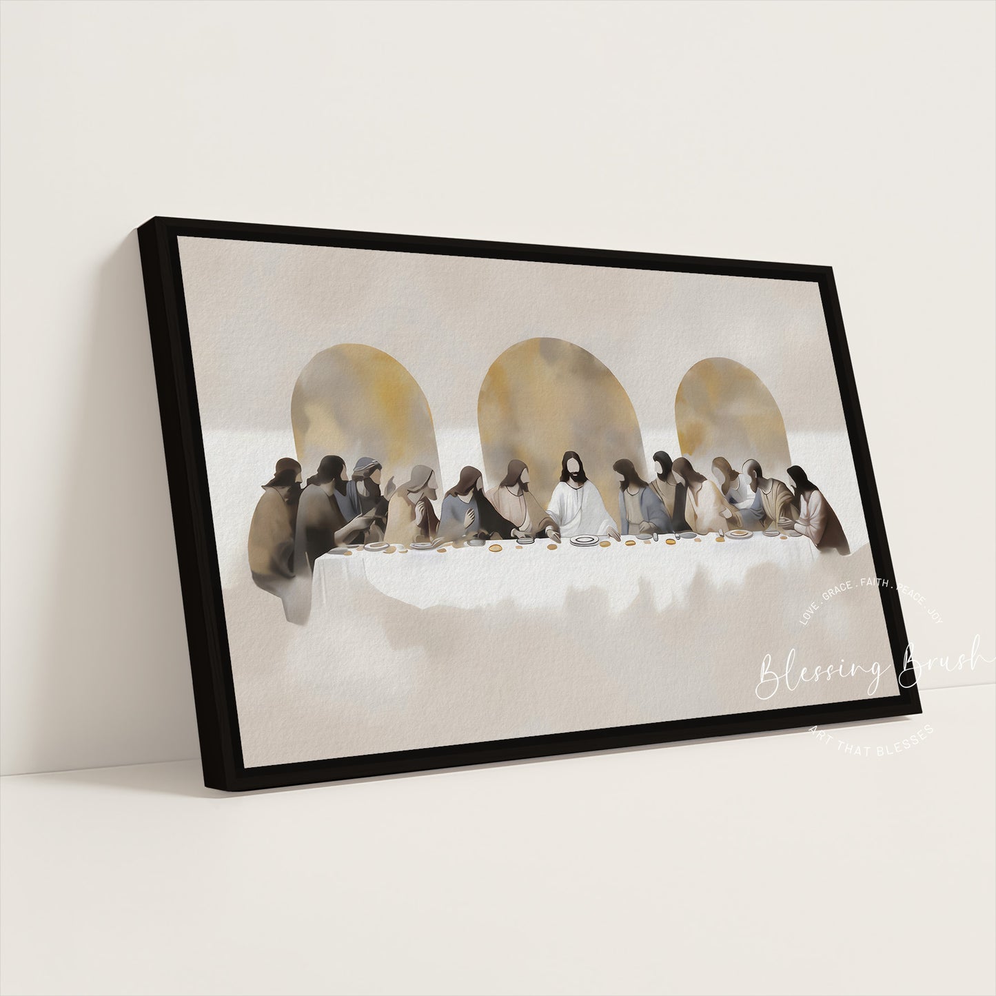 The Last Supper Framed Canvas – Modern Christian Wall Art