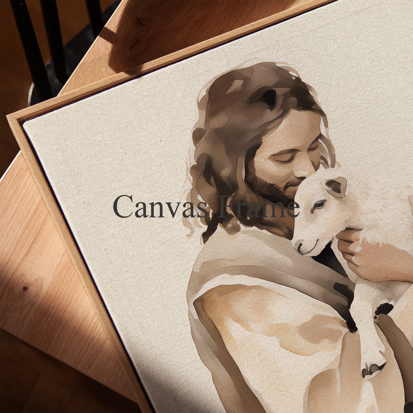 The Good Shepherd - Jesus and Lost Sheep Framed Christian Canvas Wall Art