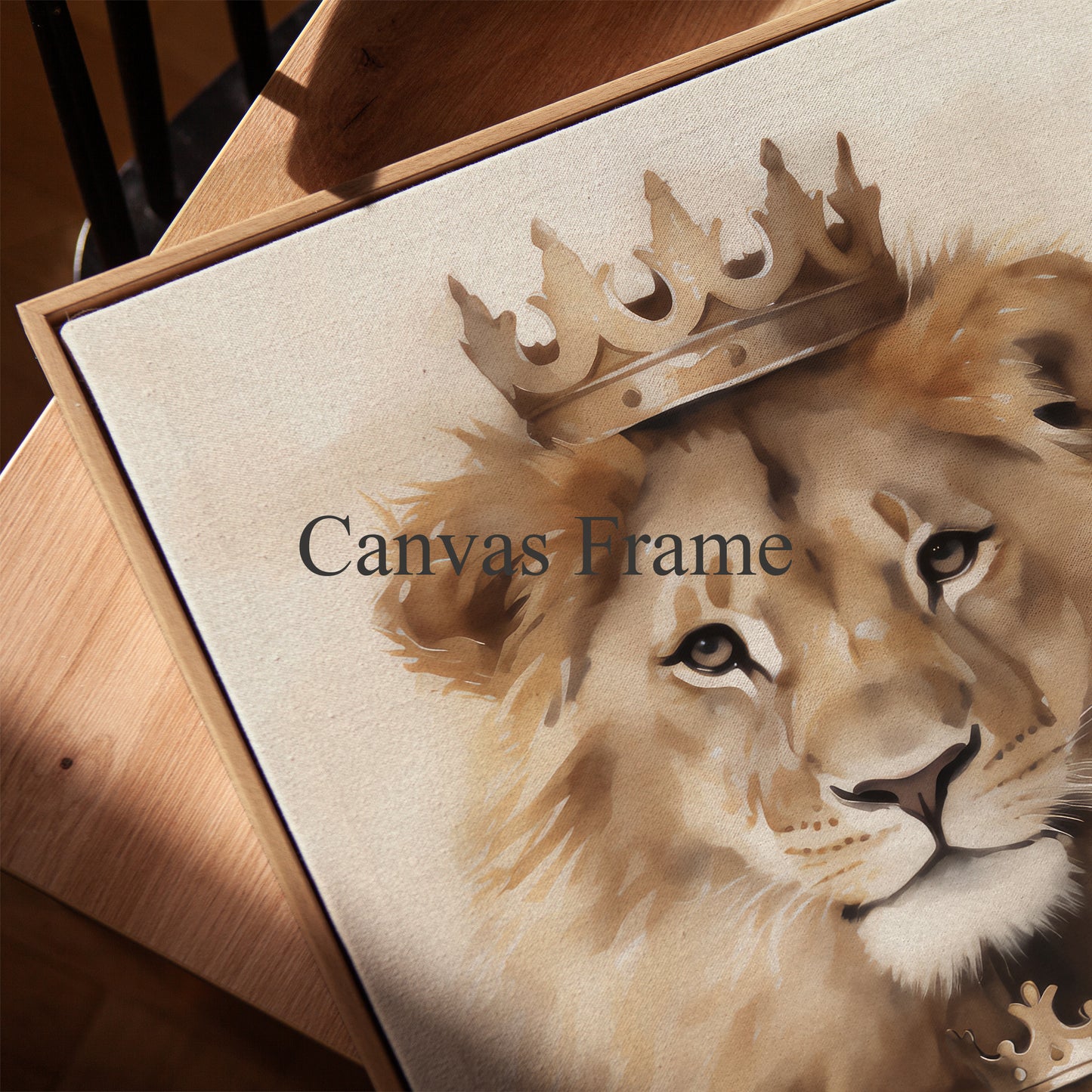Lion and Cub Crowned Framed Canvas - Jesus Lion of Judah, Faith Family Wall Art