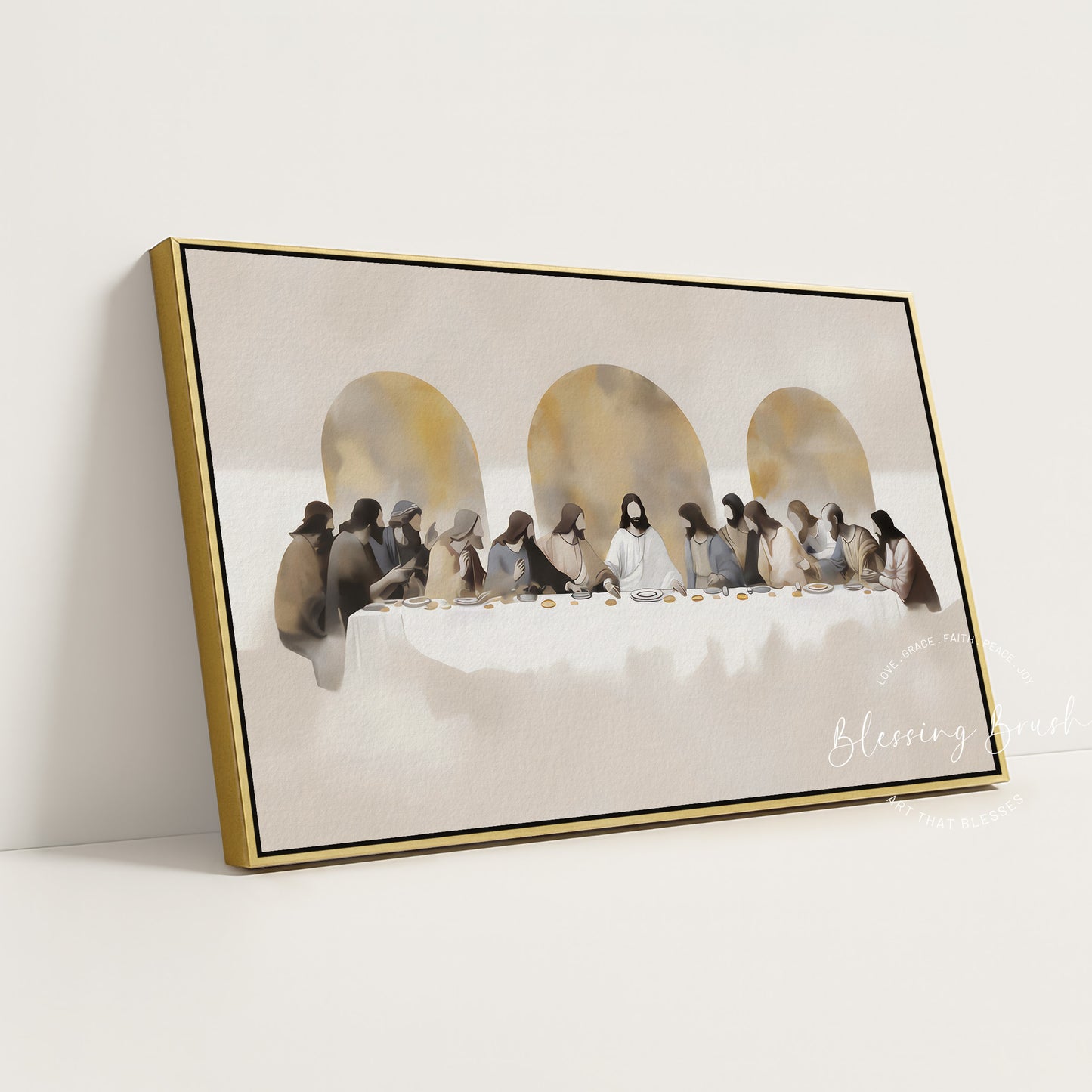 The Last Supper Framed Canvas – Modern Christian Wall Art