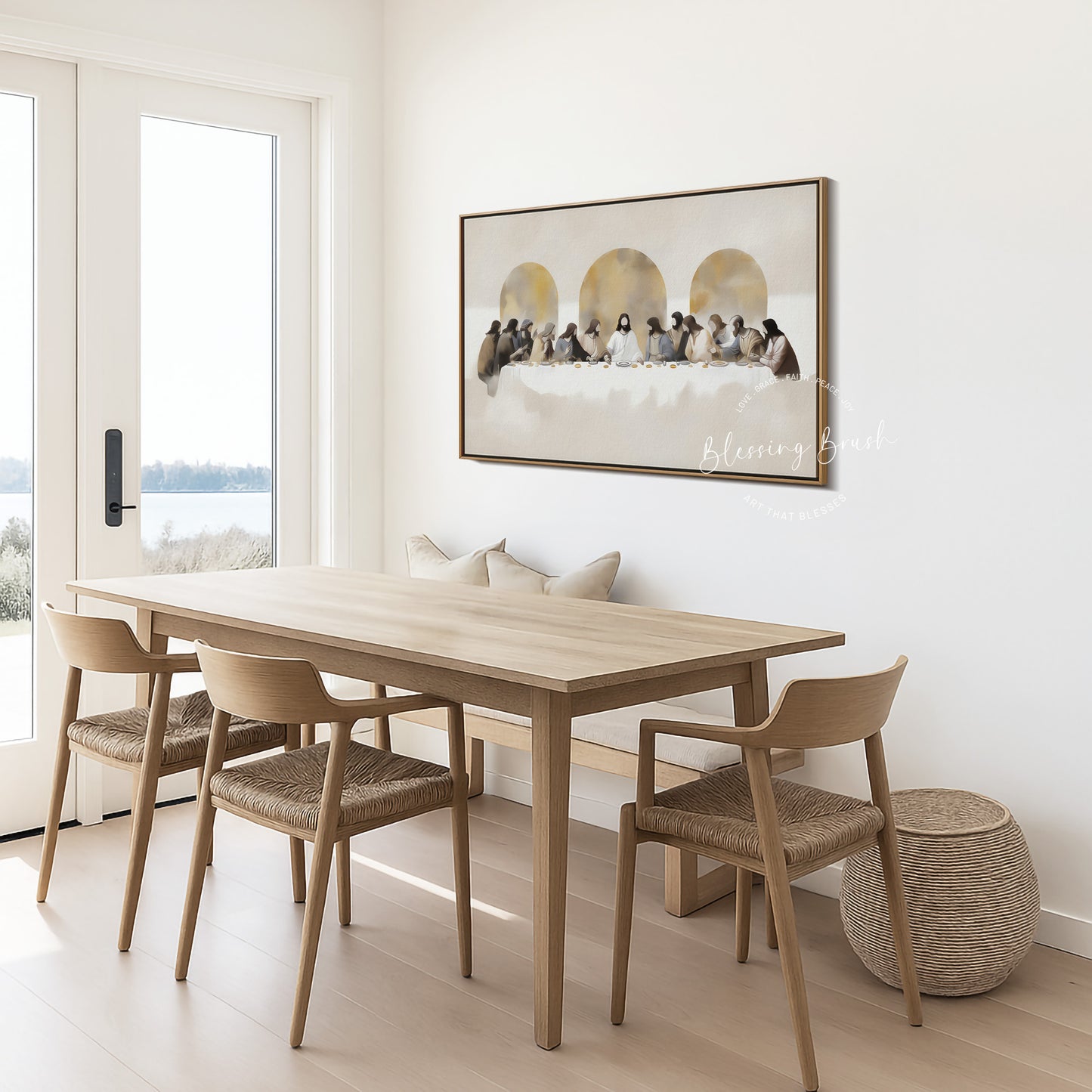 The Last Supper Framed Canvas – Modern Christian Wall Art
