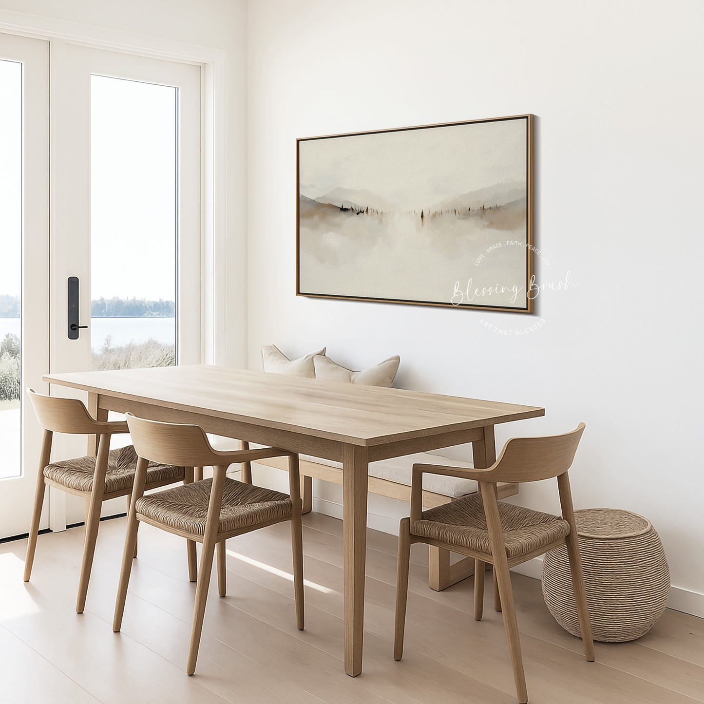 Jesus Teaching Sermon on the Mount – Abstract Minimalist Christian Wall Art