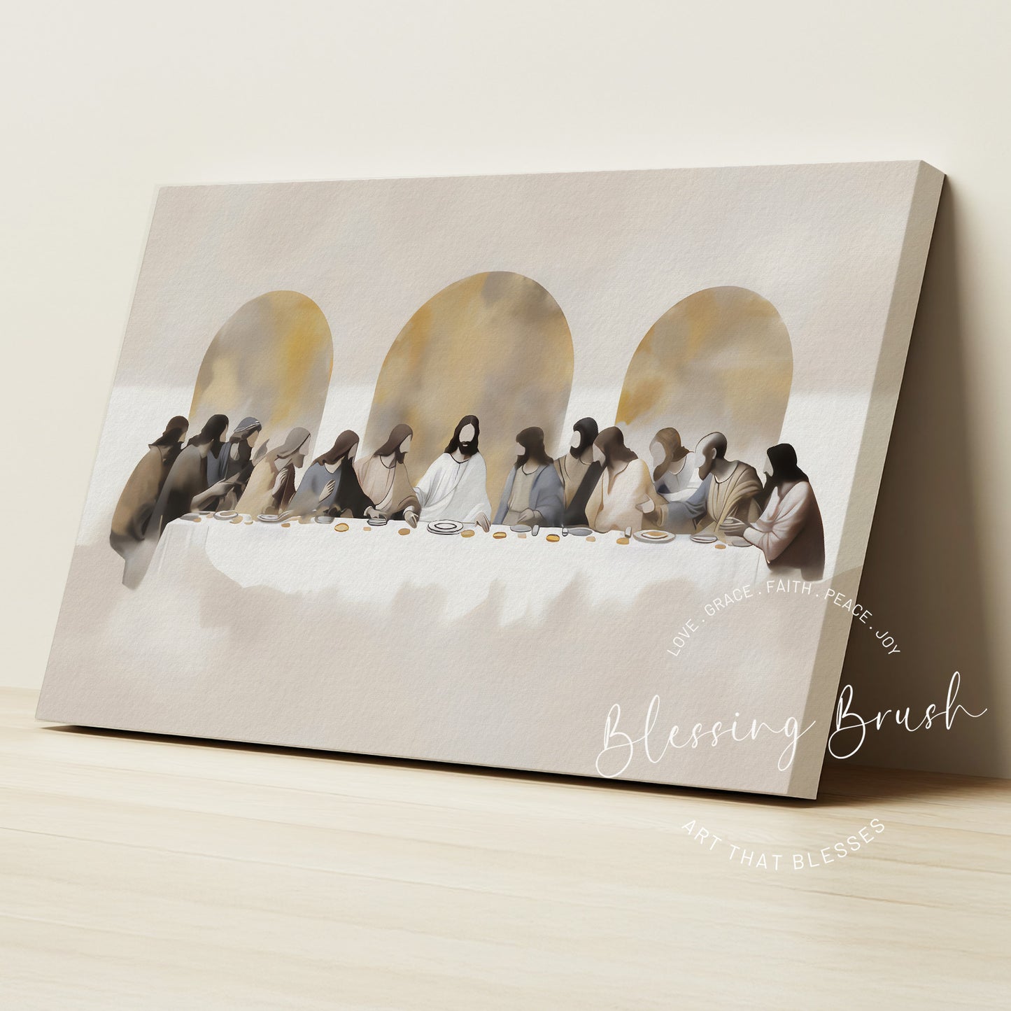 The Last Supper Framed Canvas – Modern Christian Wall Art