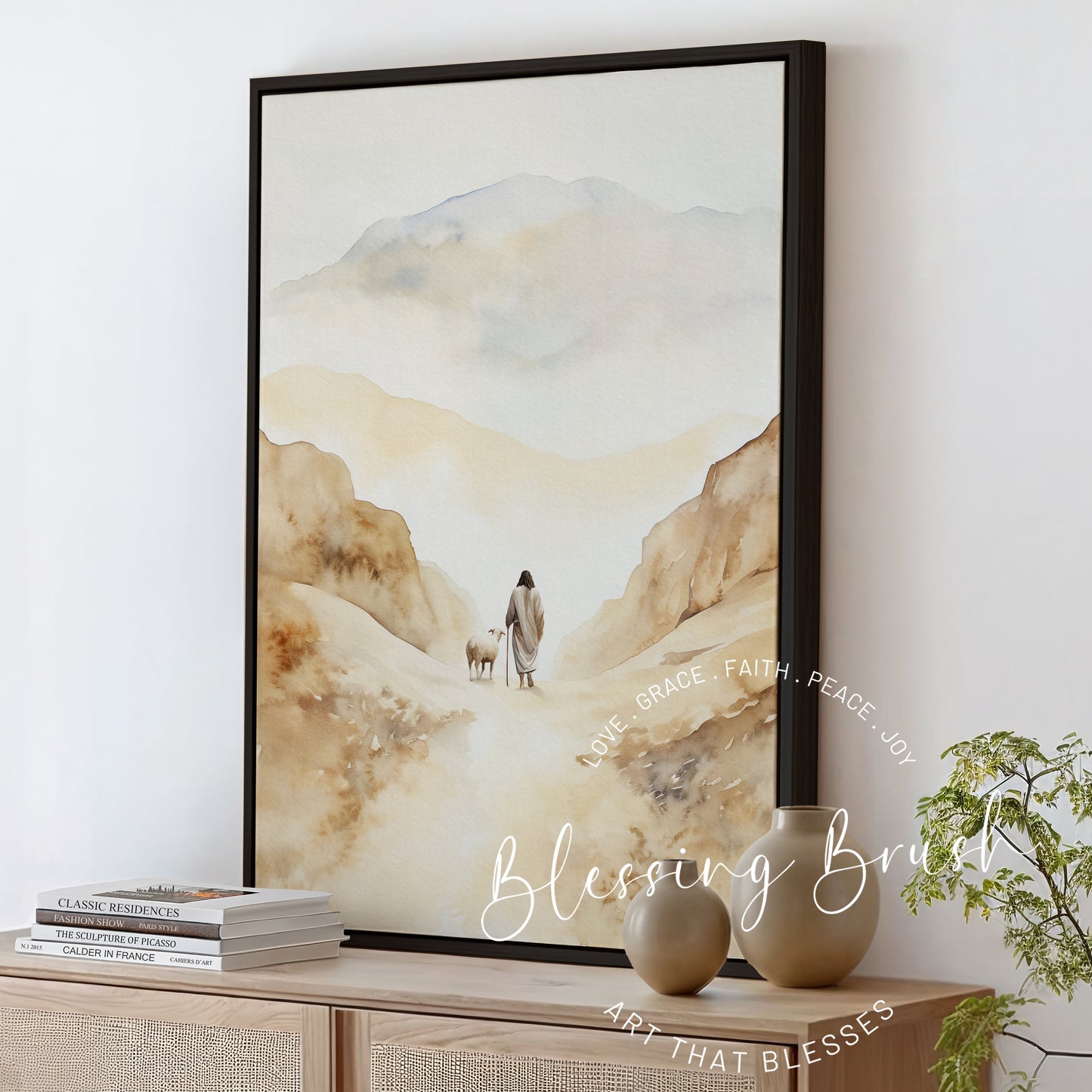 The Lord Is My Shepherd - Christian Framed Canvas Wall Art, Psalm 23 Faith Home Decor