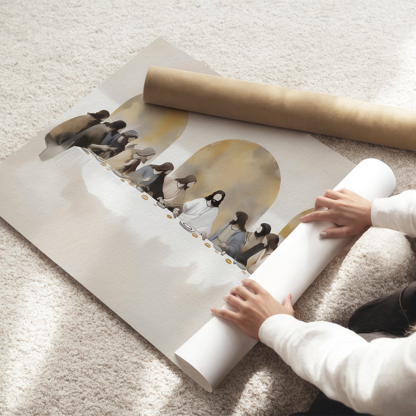 The Last Supper Framed Canvas – Modern Christian Wall Art