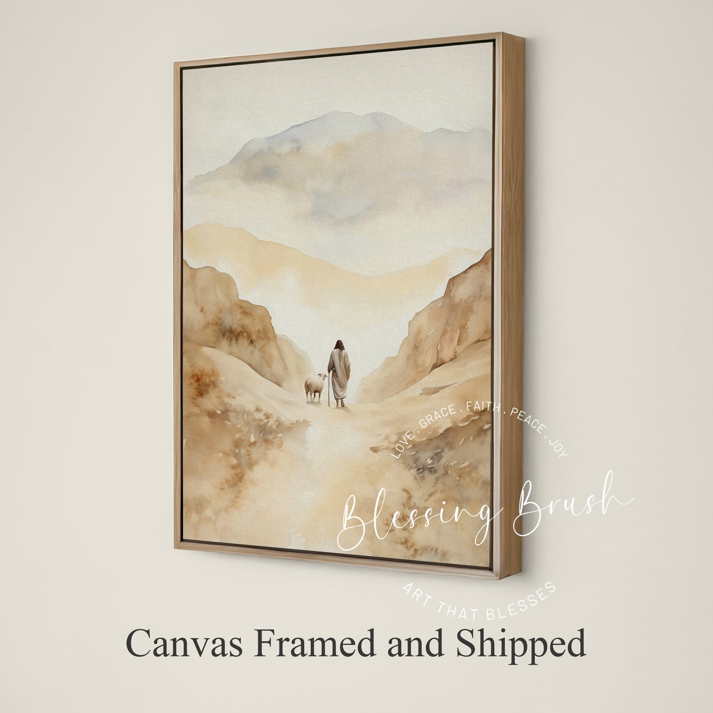 The Lord Is My Shepherd - Christian Framed Canvas Wall Art, Psalm 23 Faith Home Decor