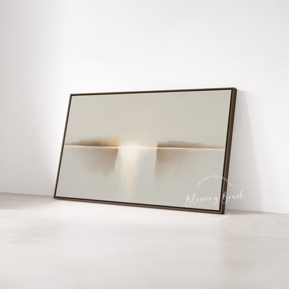 Heavenly Light Framed Canvas - I Am the light of the world Christian Wall Art, Minimalist Neutral Painting