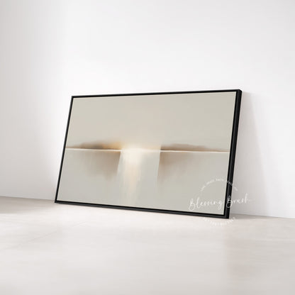 Heavenly Light Framed Canvas - I Am the light of the world Christian Wall Art, Minimalist Neutral Painting