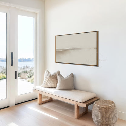 Walk by Faith – Jesus Walking on Water Framed Canvas, Minimalist Neutral Christian Wall Art | Blessing Brush