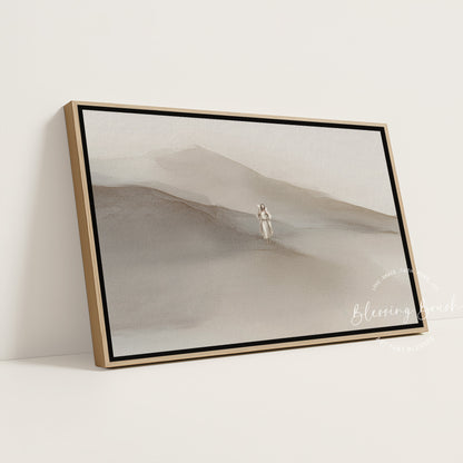 Rejoice With Me – Jesus Found the Lost Sheep, Minimalist Christian Wall Art, Neutral Framed Canvas