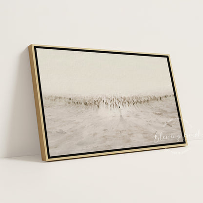 Jesus Teaching the Multitudes – Sermon on the Mount Large Framed Canvas – Minimalist Christian Art