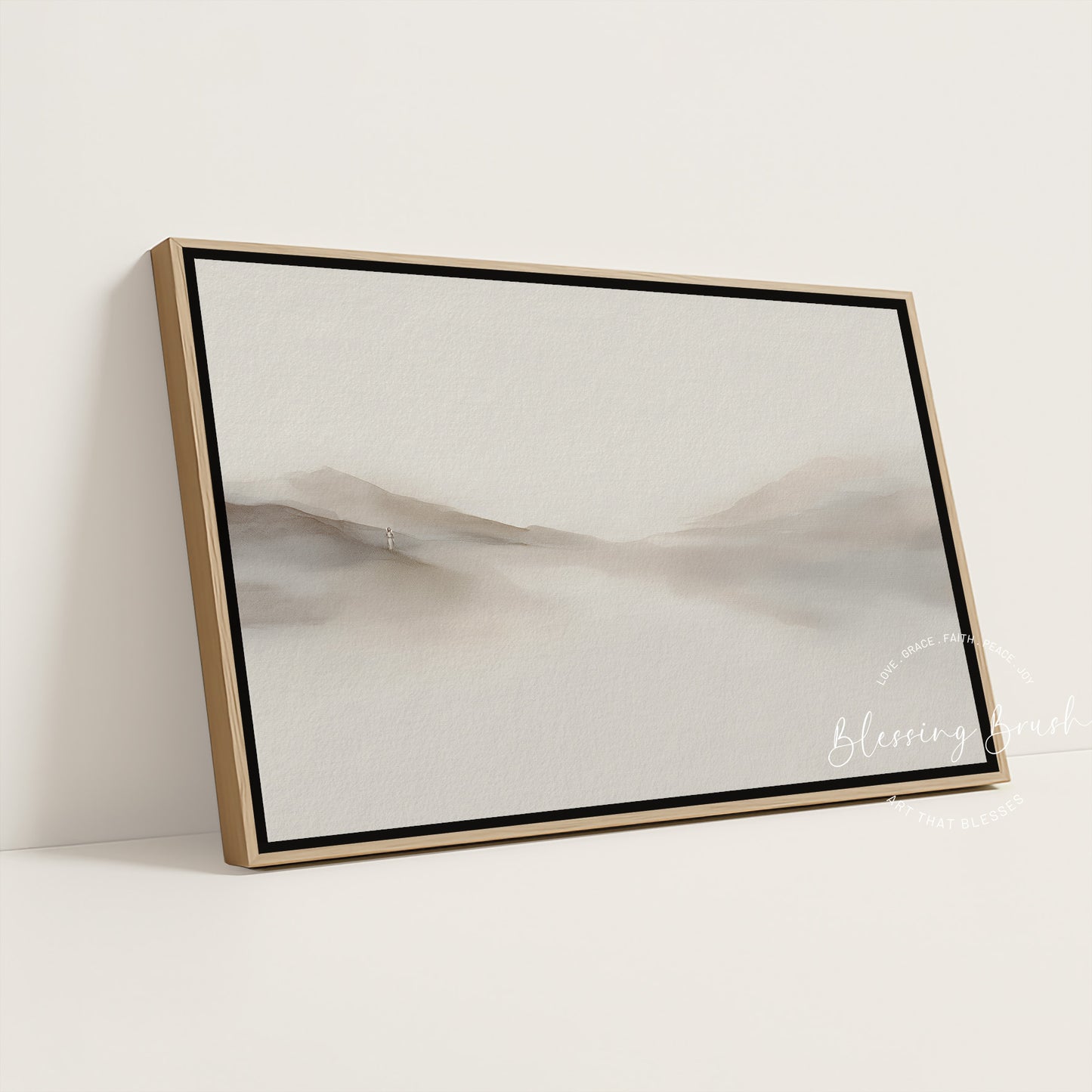 Rejoice With Me, I Have Found My Lost Sheep – Good Shepherd Framed Canvas, Minimalist Modern Beige Christian Wall Art | Blessing Brush