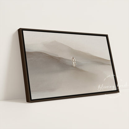 Rejoice With Me – Jesus Found the Lost Sheep, Minimalist Christian Wall Art, Neutral Framed Canvas