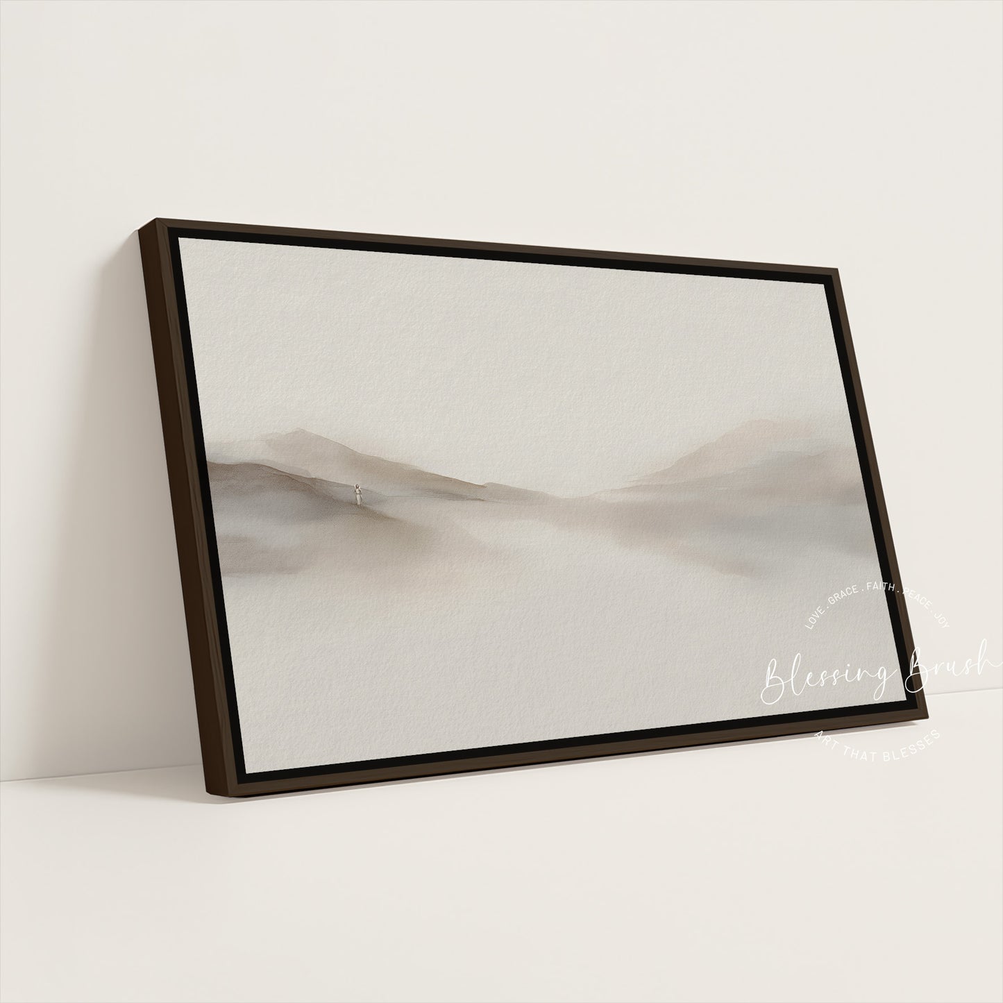 Rejoice With Me, I Have Found My Lost Sheep – Good Shepherd Framed Canvas, Minimalist Modern Beige Christian Wall Art | Blessing Brush