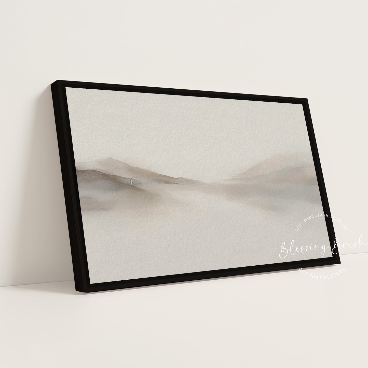 Rejoice With Me, I Have Found My Lost Sheep – Good Shepherd Framed Canvas, Minimalist Modern Beige Christian Wall Art | Blessing Brush