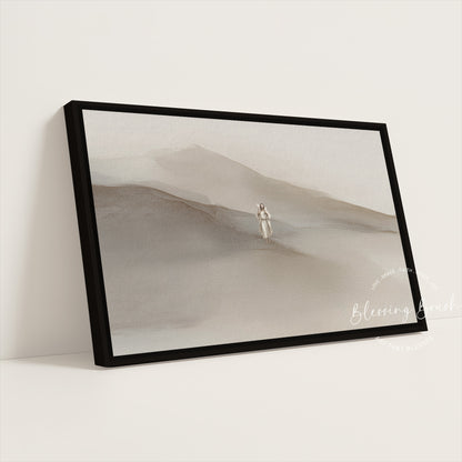 Rejoice With Me – Jesus Found the Lost Sheep, Minimalist Christian Wall Art, Neutral Framed Canvas