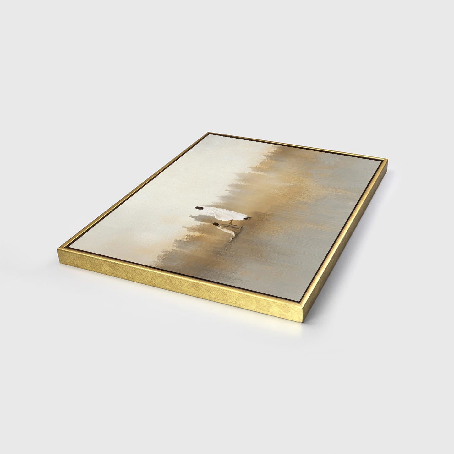 Jesus Heals Bleeding Woman Touched Hem of His Garment, Modern Christian Wall Art, Neutral Faith Decor