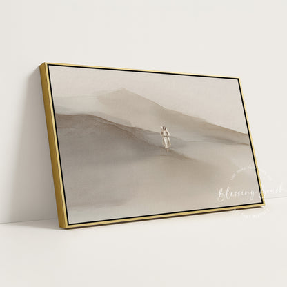 Rejoice With Me – Jesus Found the Lost Sheep, Minimalist Christian Wall Art, Neutral Framed Canvas