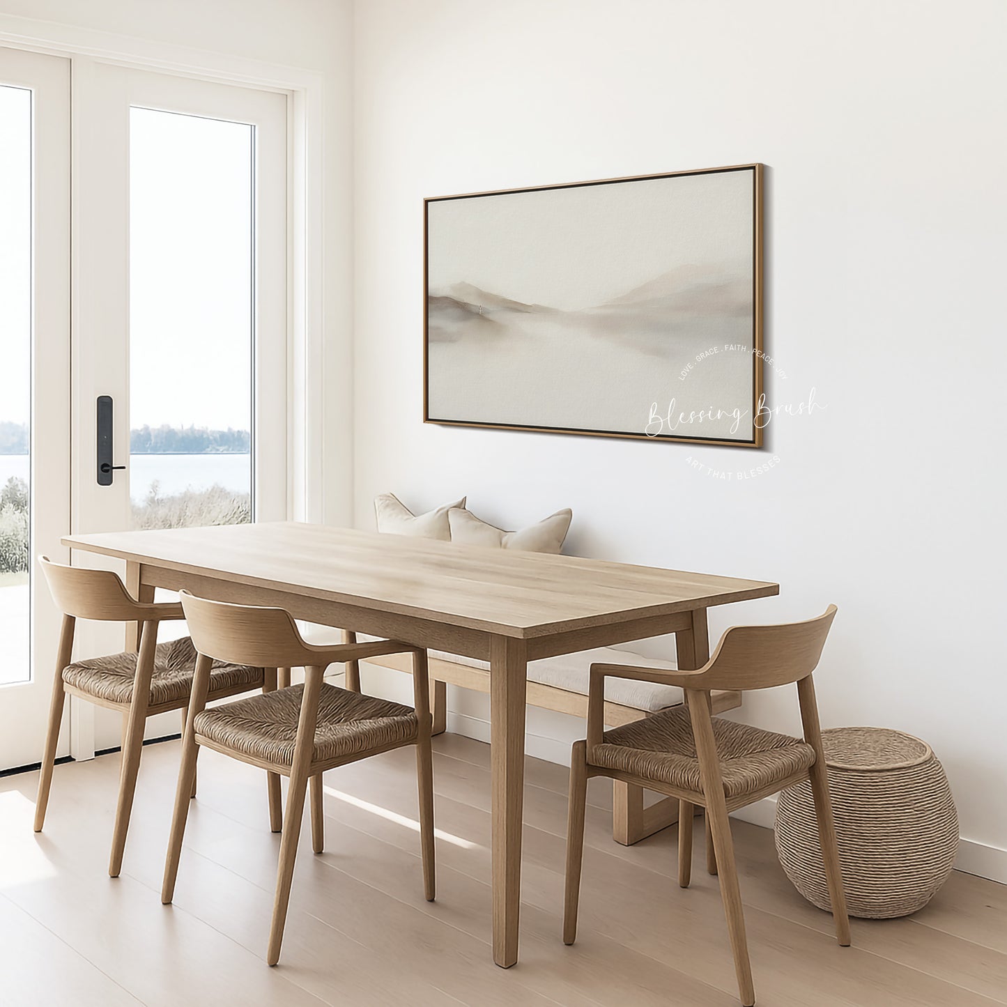 Rejoice With Me, I Have Found My Lost Sheep – Good Shepherd Framed Canvas, Minimalist Modern Beige Christian Wall Art | Blessing Brush