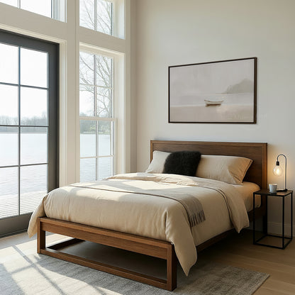 Fishers of Men Christian Wall Art Framed Canvas, Minimalist Neutral Boat Painting