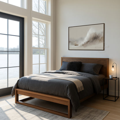 Jesus Calms the Storm Framed Canvas, Peace Be Still Minimalist Beige Christian Wall Art | Blessing Brush