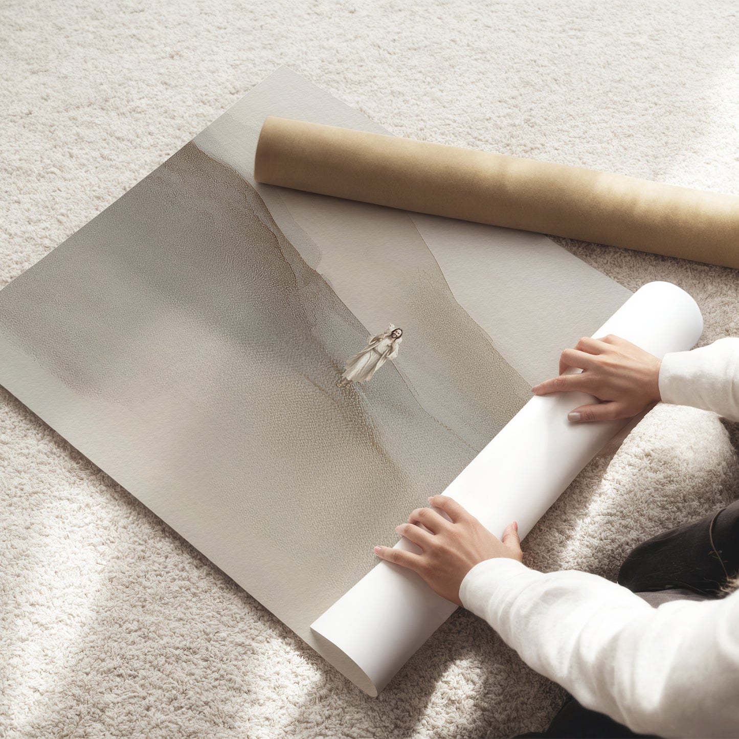 Rejoice With Me – Jesus Found the Lost Sheep, Minimalist Christian Wall Art, Neutral Framed Canvas