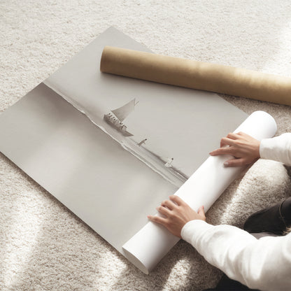 Step of Faith – Jesus and Peter Walk on Water Framed Canvas, Neutral Beige Minimalist Christian Wall Art | Blessing Brush