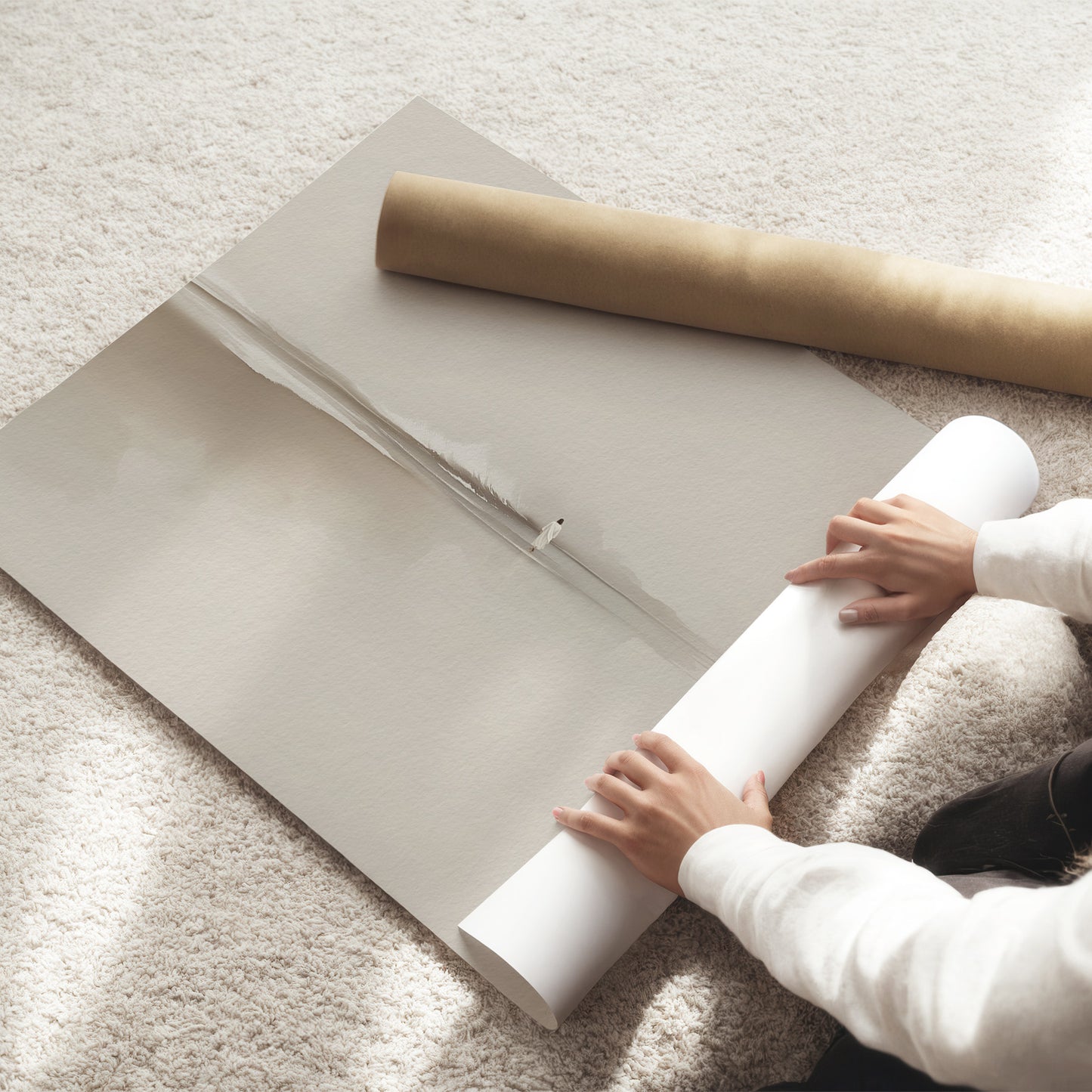 Walk by Faith – Jesus Walking on Water Framed Canvas, Minimalist Neutral Christian Wall Art | Blessing Brush