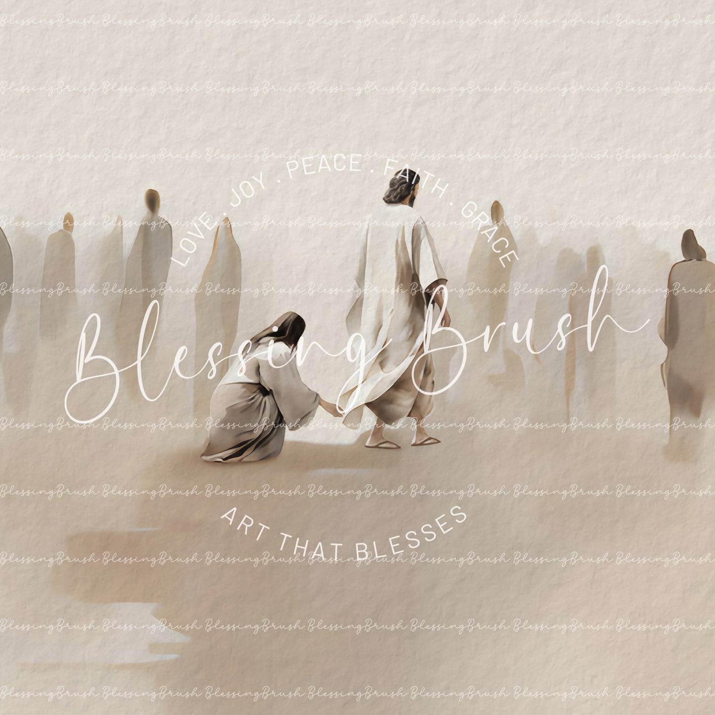 Jesus Heals Bleeding Woman Touched Hem of His Garment, Minimalist Christian Wall Art, Faith Wall Decor