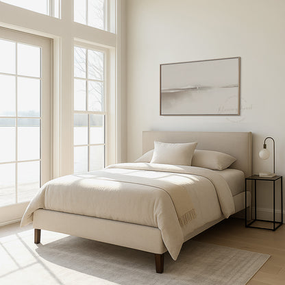 Walk by Faith – Jesus Walking on Water Framed Canvas, Minimalist Neutral Christian Wall Art | Blessing Brush