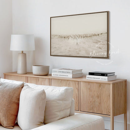 Jesus Teaching the Multitudes – Sermon on the Mount Large Framed Canvas – Minimalist Christian Art