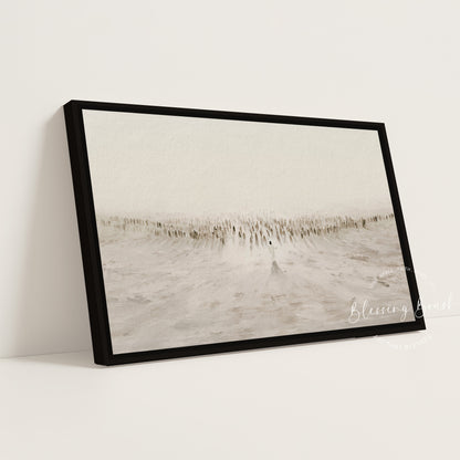 Jesus Teaching the Multitudes – Sermon on the Mount Large Framed Canvas – Minimalist Christian Art