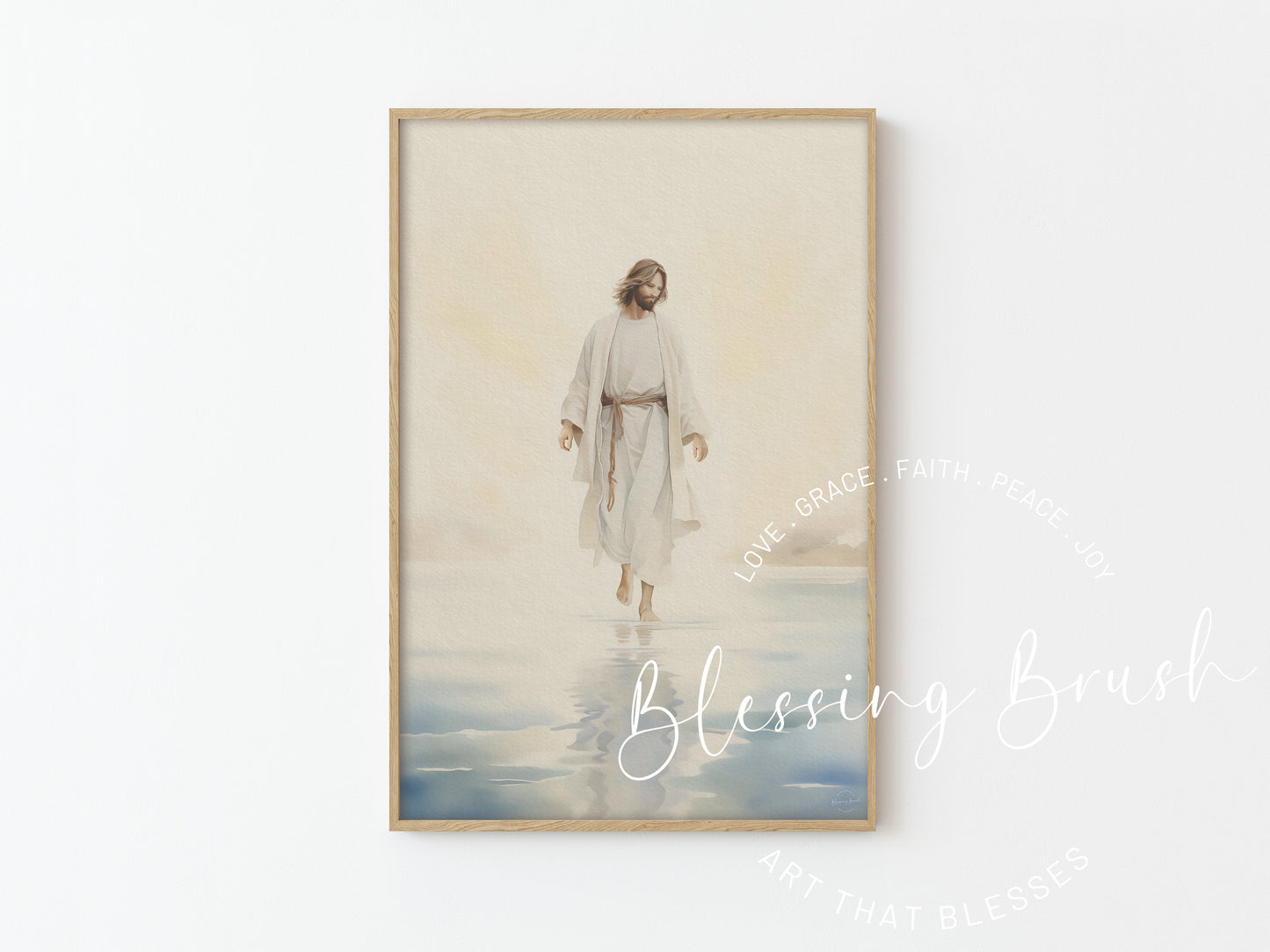 Jesus Walking on Water, Christian Art, Watercolor Painting, Bible-Inspired Painting For Faith And Spirituality, Digital Download