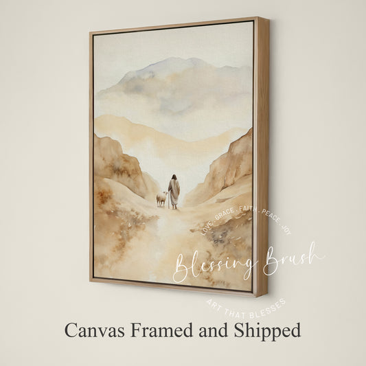 The Lord Is My Shepherd - Christian Framed Canvas Wall Art, Psalm 23 Faith Home Decor