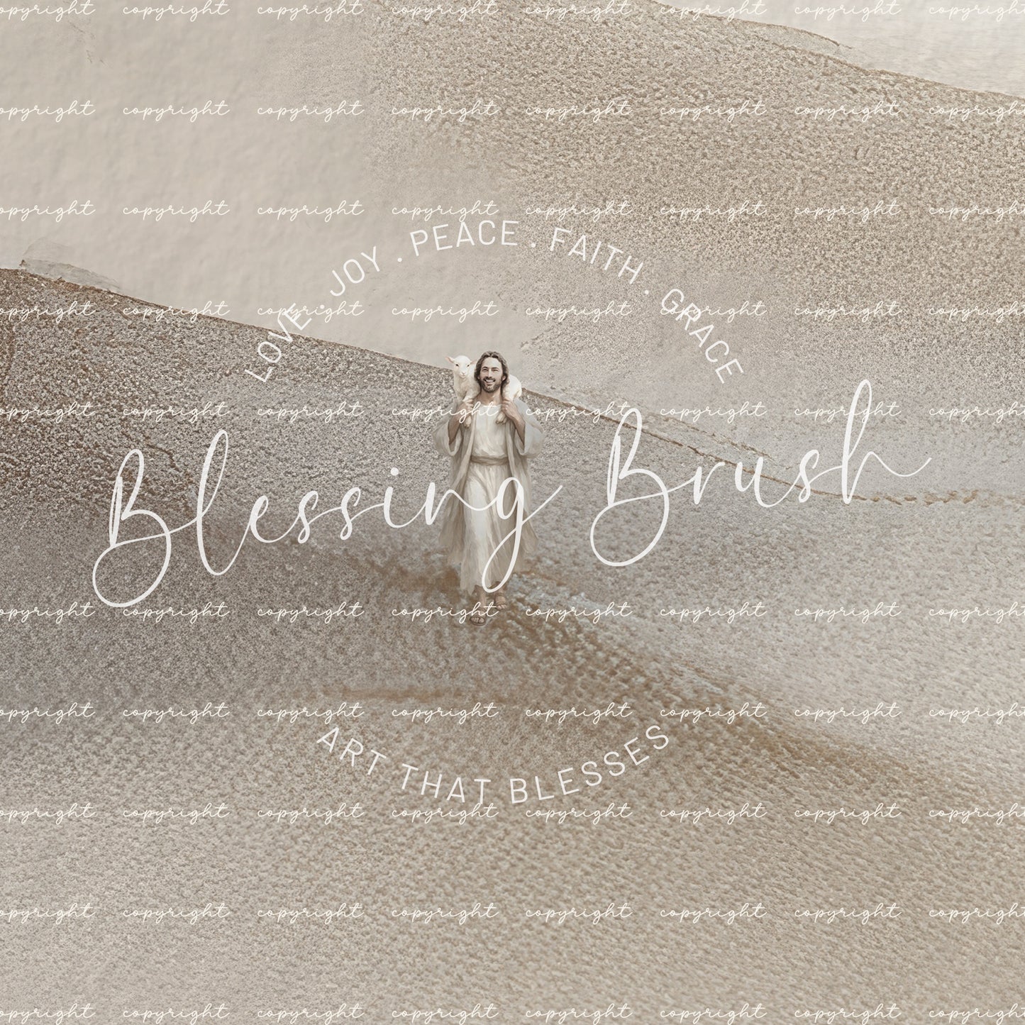 Rejoice With Me, I Have Found My Lost Sheep – Good Shepherd Framed Canvas, Minimalist Modern Beige Christian Wall Art | Blessing Brush