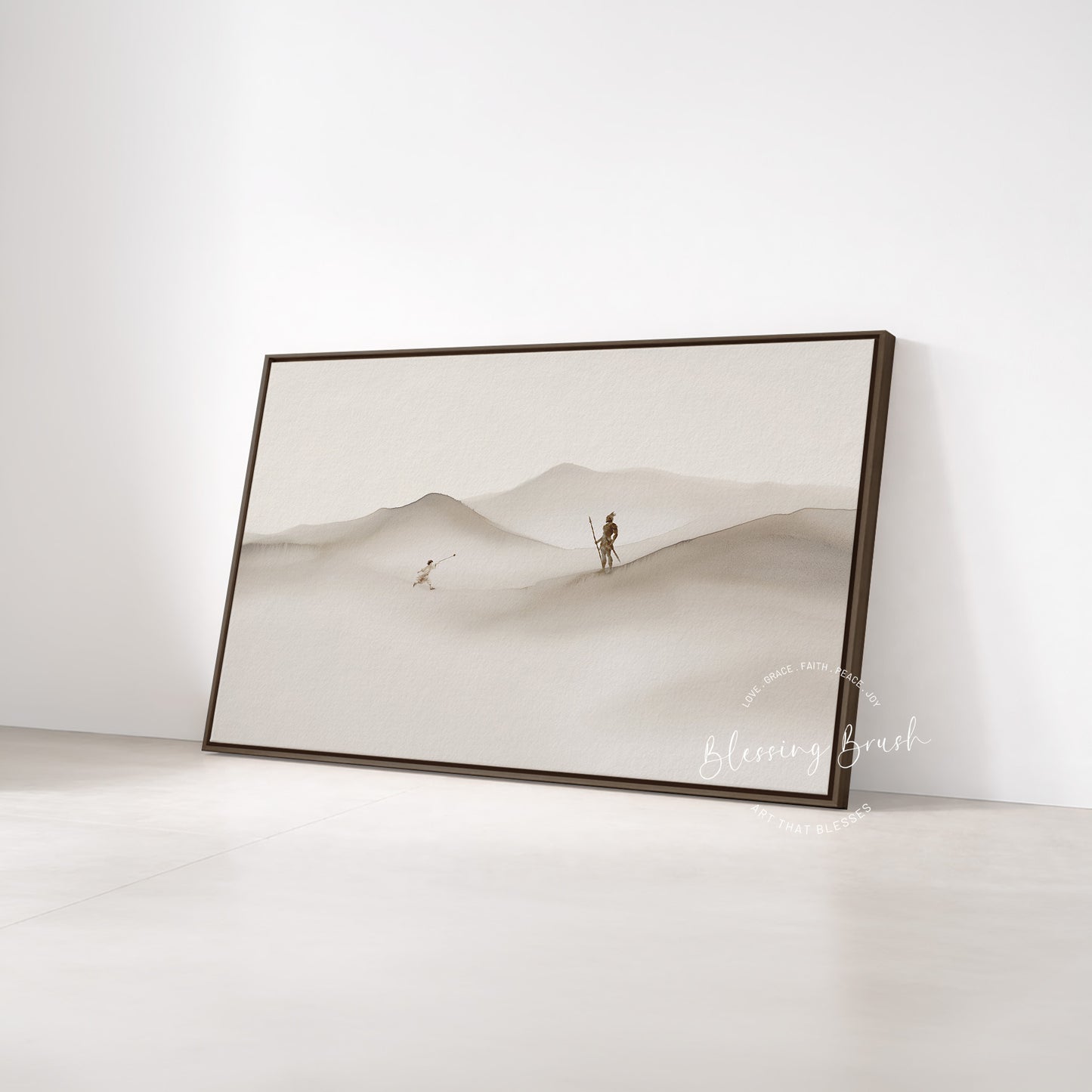 David and Goliath Framed Canvas Christian Wall Art - Courage to Stand
