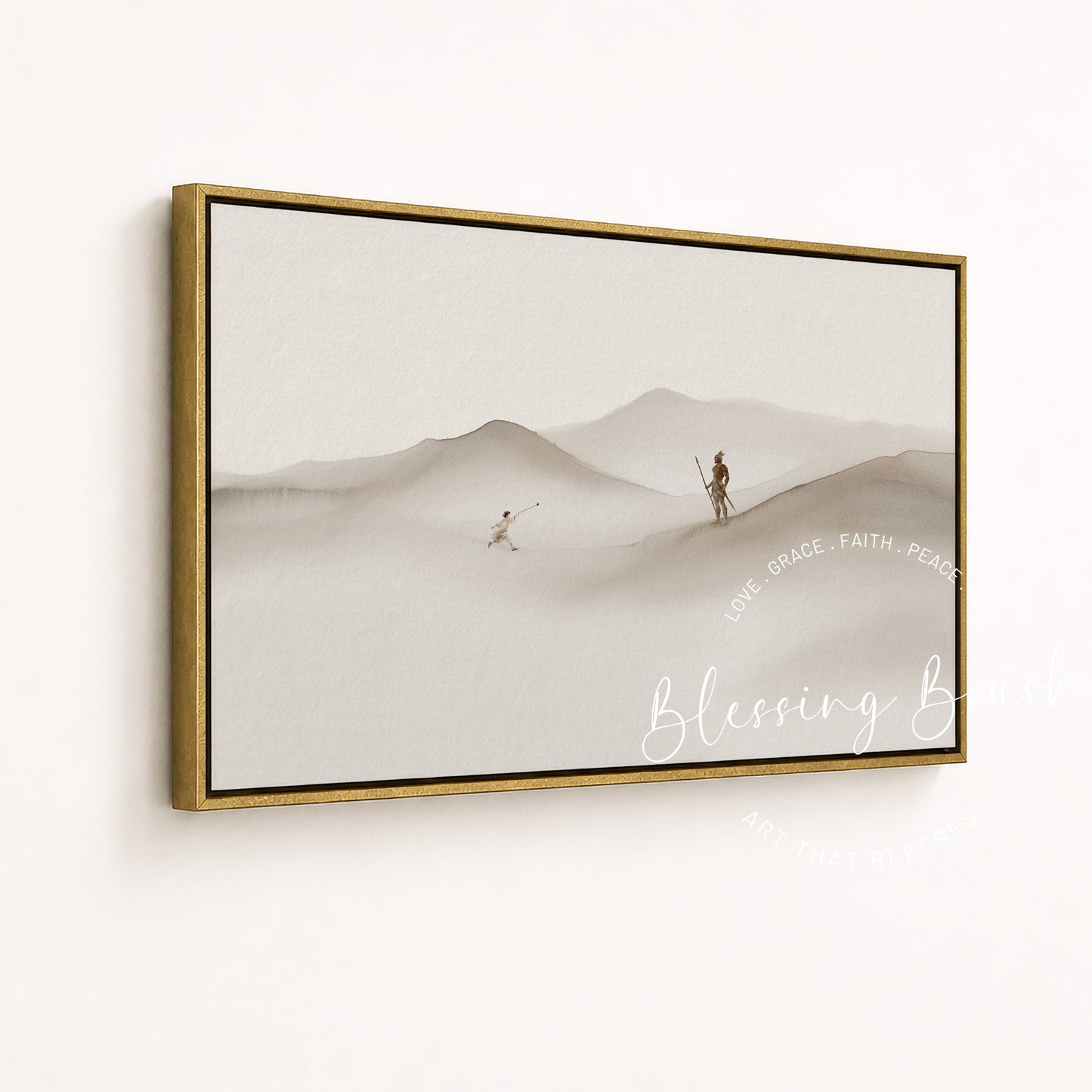 David and Goliath Framed Canvas Christian Wall Art - Courage to Stand