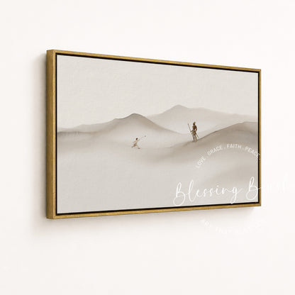 David and Goliath Framed Canvas Christian Wall Art - Courage to Stand