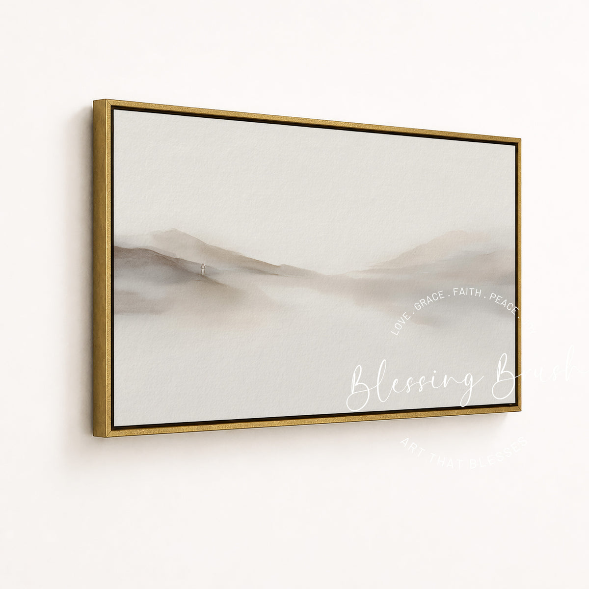 Rejoice With Me, I Have Found My Lost Sheep – Good Shepherd Framed Canvas, Minimalist Modern Beige Christian Wall Art | Blessing Brush