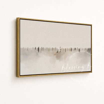 Jesus Heals Bleeding Woman Touched Hem of His Garment, Minimalist Christian Wall Art, Faith Wall Decor