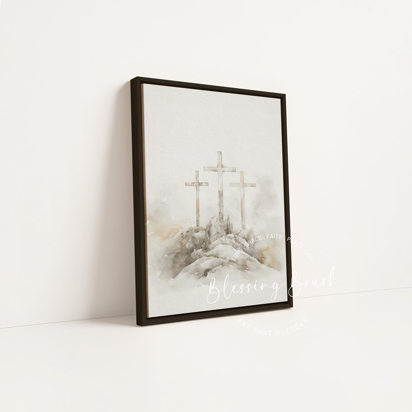 jesus-crucifixion-golgotha-black-framed-christian-canvas-blessing-brush