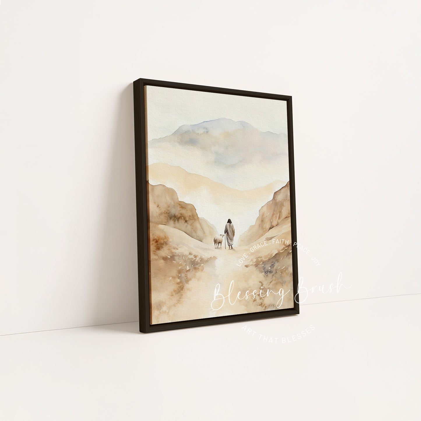 The Lord Is My Shepherd - Christian Framed Canvas Wall Art, Psalm 23 Faith Home Decor