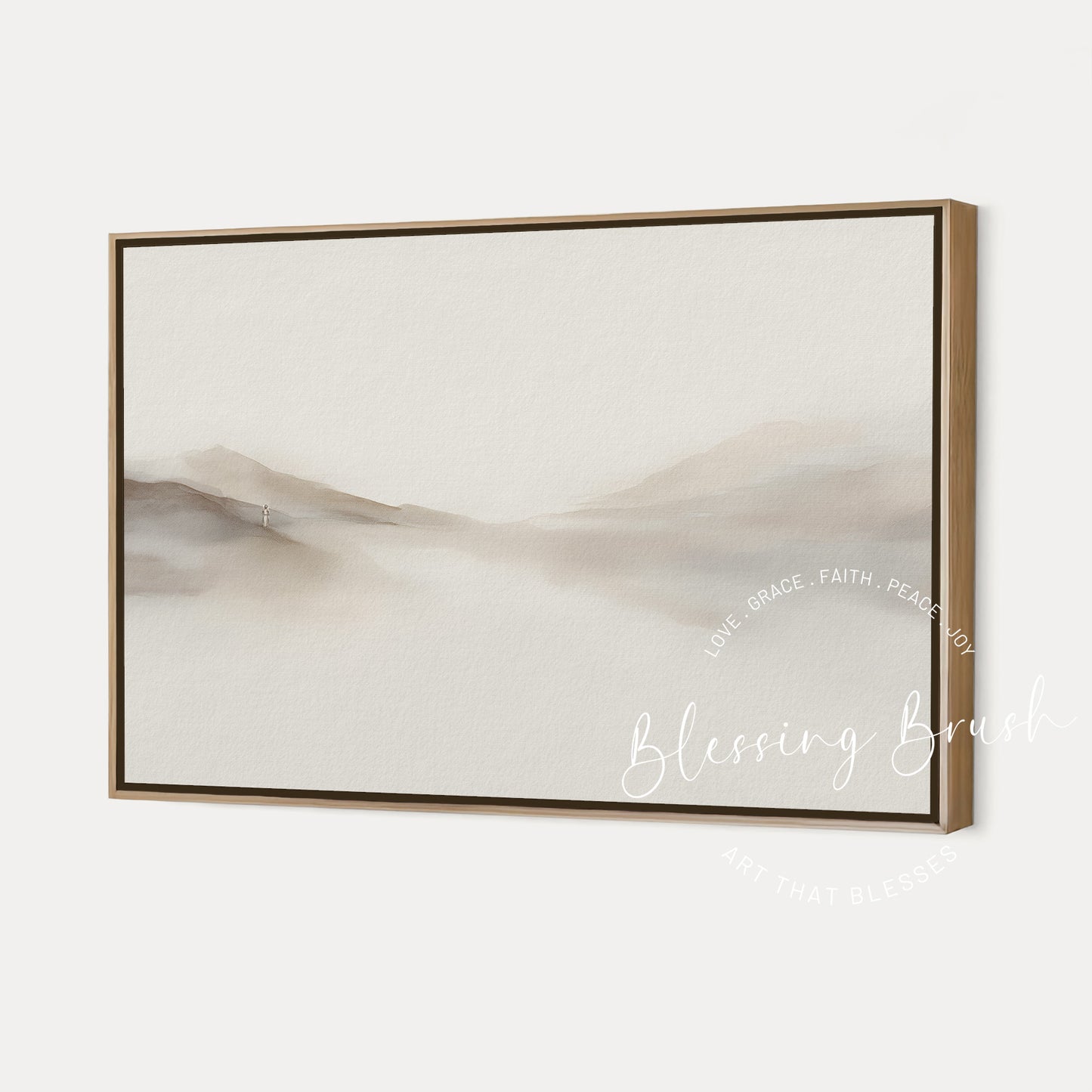 Rejoice With Me, I Have Found My Lost Sheep – Good Shepherd Framed Canvas, Minimalist Modern Beige Christian Wall Art | Blessing Brush