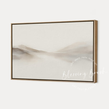 Rejoice With Me, I Have Found My Lost Sheep – Good Shepherd Framed Canvas, Minimalist Modern Beige Christian Wall Art | Blessing Brush